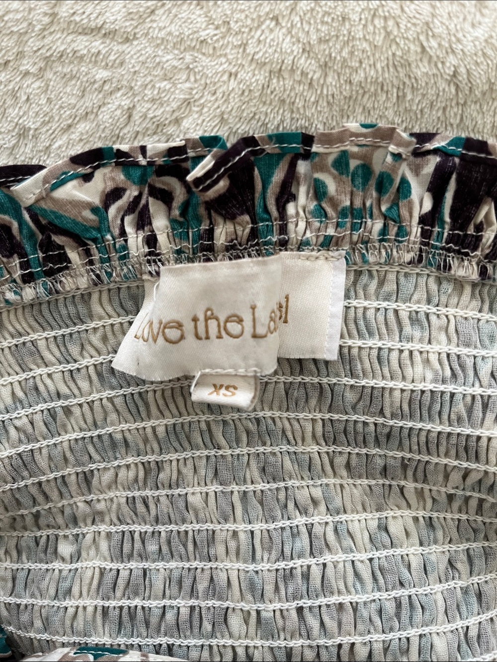 Love The Label Paisley Green White Puff Sleeve Crop Top 100% Cotton Cowgirl - Picture 5 of 7